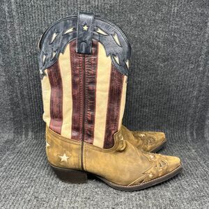Durango Keyes Stars Stripes USA Flag Cowgirl Boots Brown Leather Women’s 9.5 M